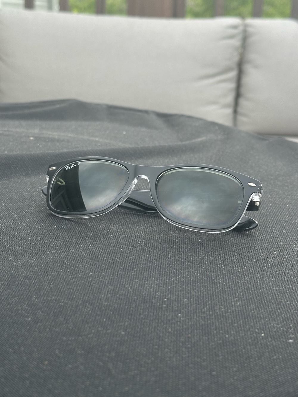 Ray-Ban Wayfarer Polarized Sunglasses - Matte Black / Transparent